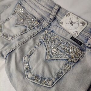 Miss Me Light Blue Jeans with Silver Accents